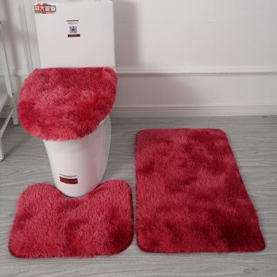 【cw】 Hot Sale Three pieces A set Hairy Toilet Non Foot Absorbent New Year 2022 Decoration ！