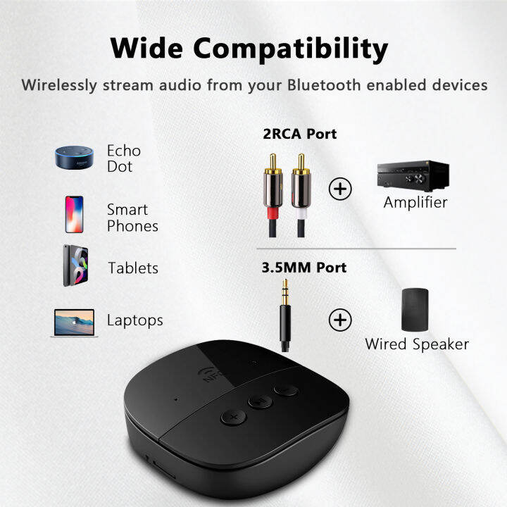 nfc-bluetooth-receiver-bt-5-2-u-disk-tf-card-rca-3-5มม-aux-jack-สเตอริโอเพลงอะแดปเตอร์เสียงไร้สายแฮนด์ฟรีไมโครโฟนสำหรับรถยนต์