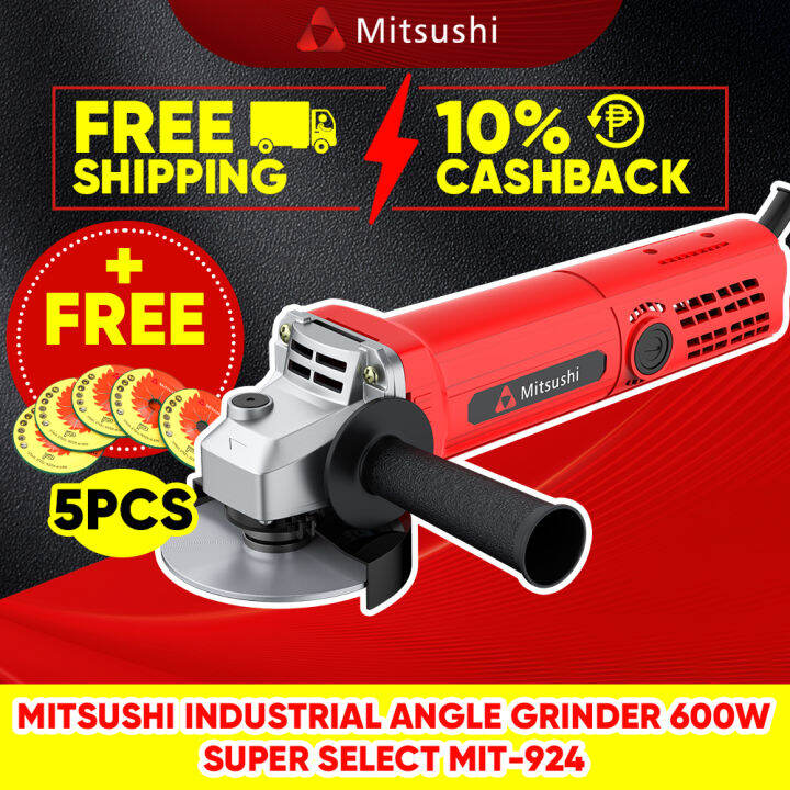 【Free 5pcs Disc】Mitsushi Angle Grinder Heavy Duty Original Power Tools