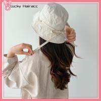 LUCKY HAIRACC บางและบาง หมวกชาวประมงหมวก ลูกไม้ขึ้น เชือกกันลม หมวกกันแดดกันลม อินส์ สีทึบทึบ หมวกบังแดด กิจกรรมกลางแจ้งกลางแจ้ง