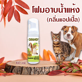โฟมอาบน้ำแห้ง (สุนัข-แมว) กลิ่นแอปเปิ้ล ปลอดภัย เลียได้ 60 ml.