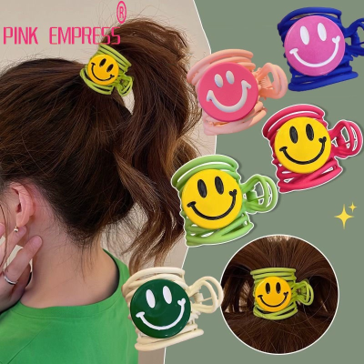 New Candy Color Smiling Face Ponytail Hair Clip Delicate Fashionable Metal Hairpin Cute Hair Claw