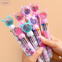 COKERCOOK 4PCS/Set การ์ตูนลายการ์ตูน เครื่องเขียนสร้างสรรค์ หลายสี ของขวัญสำหรับนักเรียน ปากกาลูกลื่น10สี ปากกาเจล ปากกามาร์คเกอร์ เครื่องมือสำหรับการเขียน