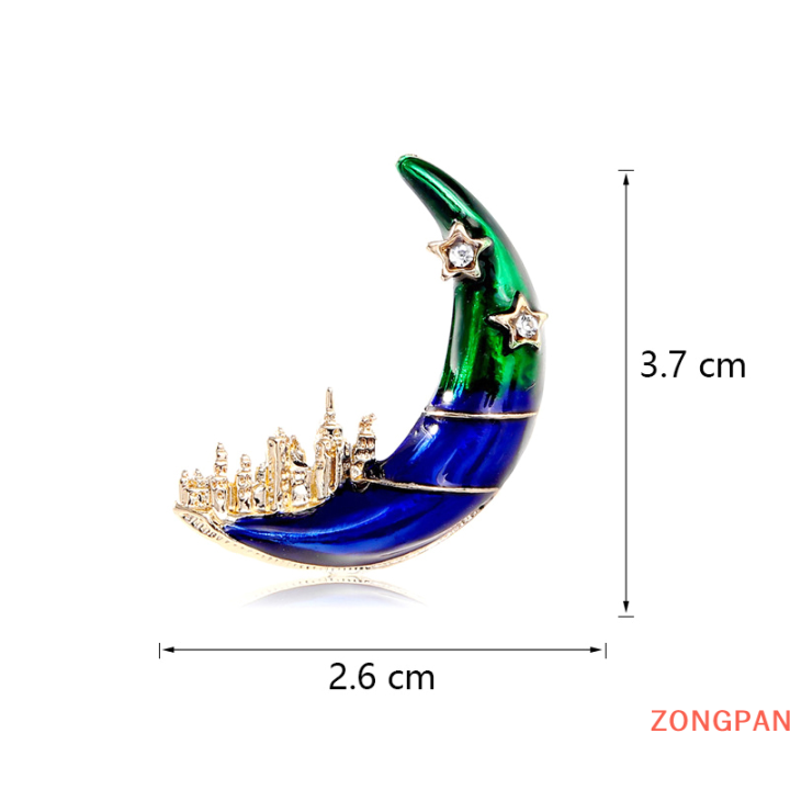 zongpan-เข็มกลัดรูปปราสาทเคลือบรูปดวงจันทร์แฟชั่นสำหรับผู้หญิงเครื่องประดับเสื้อโค้ทเครื่องประดับงานปาร์ตี้