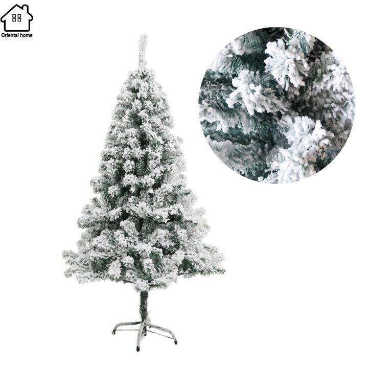 Snow Tree Flocked Artificial Christmas Tree With Metal Stand For
