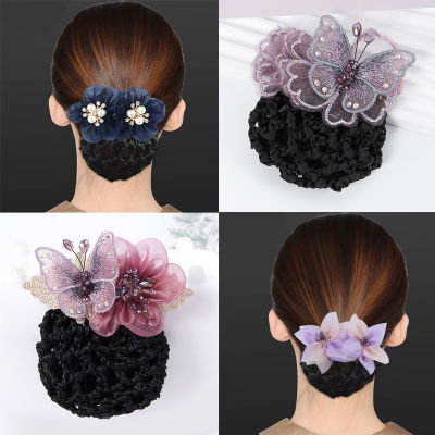 Korean version working hairpin professional versatile net bag high-grade head nurse Flower Hair Clip