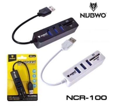 REMAXแท้!!! ยูเอสบี ฮับ + การ์ดรีดเดอร์ USB HUB + Card Reader ตัวแปลงเพิ่มช่องUSB+ช่องอ่านการ์ด NUBWO NCR-100 **ประกัน1ปี**