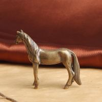 Brass Antique Horse Ornaments Small Animal Statue Copper Figurines Crafts Collection Desktop Decoration Gift 1Pcs