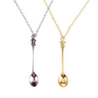 1Pcs New Gold Silver Color Tone Snuff Mini Tea Crown Mini Tea Spoon Vintage Royal Snuff Ibiza Festival Necklace