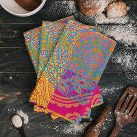 Color Circle Ethnic Retro Kitchen Towel Set Cleaning Cloth Kitchen Accessories Dish Washing Cloth Household Decoracion