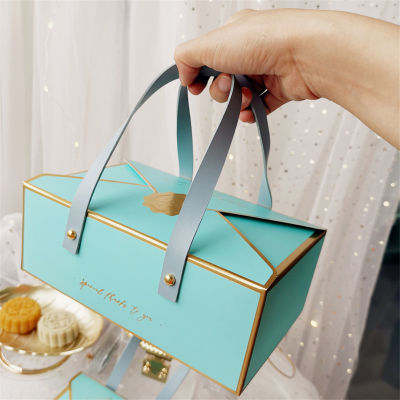 StoBag 5pcs Bronzing Portable Paper Box Leather Portable Rope Chocolate Candy Packaging Birthday Party New Year Gift Decoration