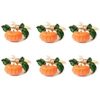 6Pcs Halloween Thanksgiving Pumpkin Napkin Ring Model Room Set Table Napkin Button Harvest Theme Napkin Ring