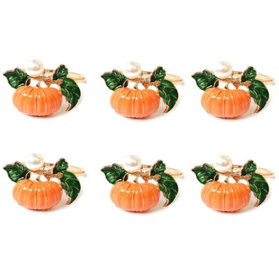 6Pcs Halloween Thanksgiving Pumpkin Napkin Ring Model Room Set Table Napkin Button Harvest Theme Napkin Ring