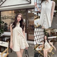 ครีม/เบจ/น้ำตาล/ดำ ? SLYQ ISSIE LINEN SLEEVELESS TUNIC TOP เสื้อตัวยาวแขนกุดกระดุมหน้าผ้าคอตตอนลินิน