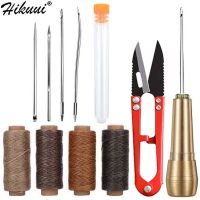 11Pcs Copper Handle Awl Set Leather Sewing Kit With 30M Flat Waxed Thread For Canvas Tent Shoes Repair Hand Stitching Tools