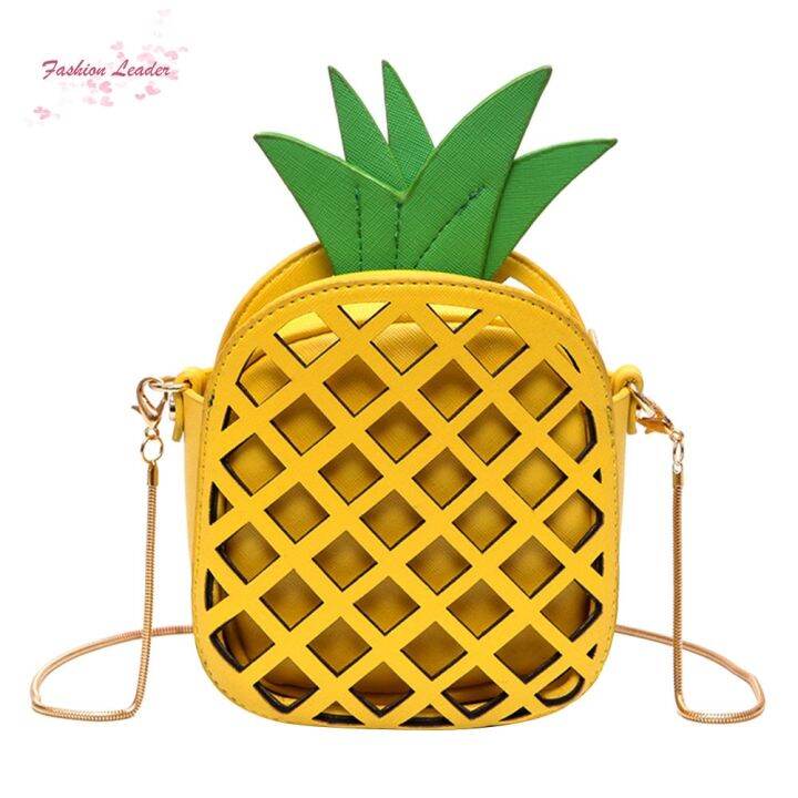 กระเป๋าสะพายไหล่สตรี-ลายสับปะรด-messenger-totes