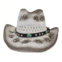 Nuovo Cappello Da Cowboy Allinetto A Mano Per Donna Uomo Cappello A Cappello A Paglia Di Carta Jazz Berretto Da Spiaggia Traspiestivo A Larga Con Protezione Solare