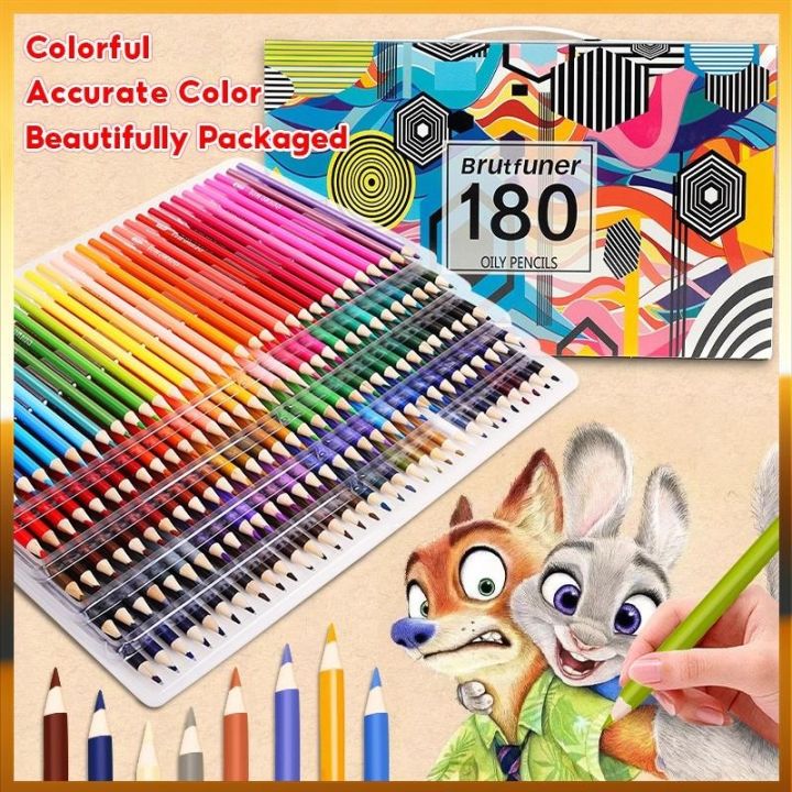 Wood Colored Pencils,oil Pencils Round Barrels 180 Colours Coloring Pencils for Adult Coloring Books,sketching, Painting