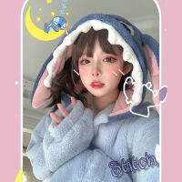 Stitch Winter Cartoon Pajamas For Women Flannel Sleepwear Cosplay Pyjamas Loungewear Ladies Home Suit Homewear Onesies