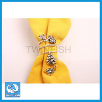 ส่งฟรี ห่วงรัดผ้าเช็ดปาก NAPKIN RING  ลายเถาว์องุ่น TWIN FISH รหัส NR-22