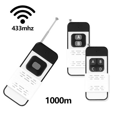 433Mhz รีโมทคอนโทรลไร้สาย 1 2 4 ปุ่ม 1527 รหัสการเรียนรู้ 1000M RF เครื่องส่งสัญญาณรีเลย์สำหรับประตูโรงรถประตูมอเตอร์ Controller-srng633433