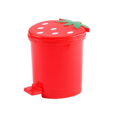 ∋❇◑ Desktop Trash Can Strawberry Desk Trash Can Tiny Trash Cans Press Type Garbage Can Wastebaskets Small Storage Baskets Bins for