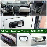 ชิ้นส่วนตกแต่งส่วนครอบแผงสวิทช์ไฟหน้าปุ่มเปิดหน้าต่างสำหรับ Hyundai Tucson NX4 2021-2023สีดำอุปกรณ์เสริมภายในรถ