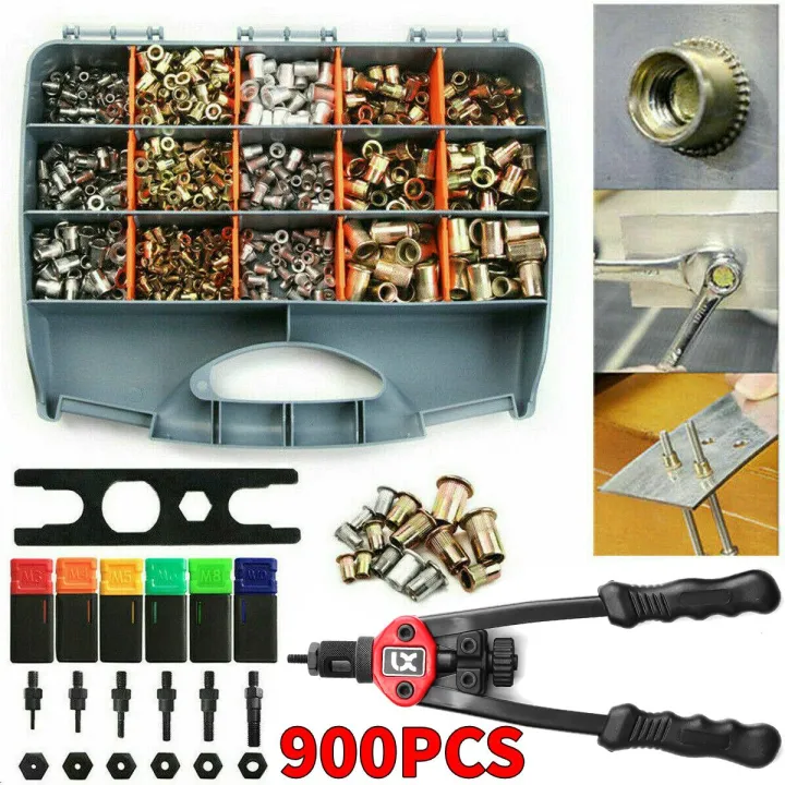 900Pcs Set Nutsert Tool Kit M3M10 Stainless Steel Hand Rivet Tool Kit