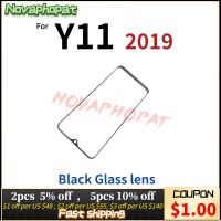 Novaphopat ฝาครอบด้านหน้า Digitizer LCD Sensor แผงกระจกสีดำ6.35นิ้วสำหรับ Vivo Y11 2019หน้าจอสัมผัสเลนส์แก้ว