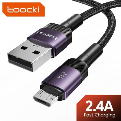 สายไมโคร USB Toocki 2.4A,สายสายชาร์จสำหรับซัมซุงข้อมูลไมโครชาร์จที่รวดเร็ว S6 S7 Redmi Note 4สำหรับ Headhpone หูฟัง iPad ไมโคร USB