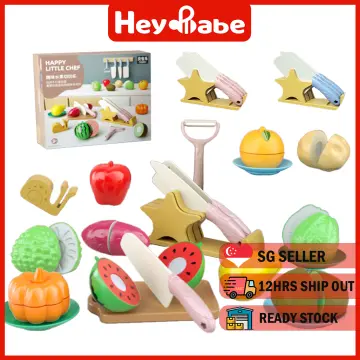 Pretend Play Wood Mixer Kitchen Cooking Toy Set, Cutting Fruits &  Vegetables, Educational Toy For Toddler Boys And Girls