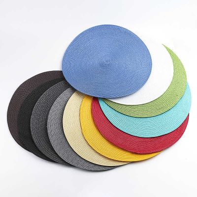 【CC】 38cm Round Big Woven Non-slip Placemat Coaster Insulation Dish Cup Table 2022