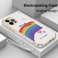 NaVVin Rainbow Smiley Electroplating Phone Case for iPhone 13 Pro Max 6 6s 7 8 Plus SE 2020 X XS XR 11 12 13 mini Luxury Rainbow Smiley Soft Bumper Protection Phone Case