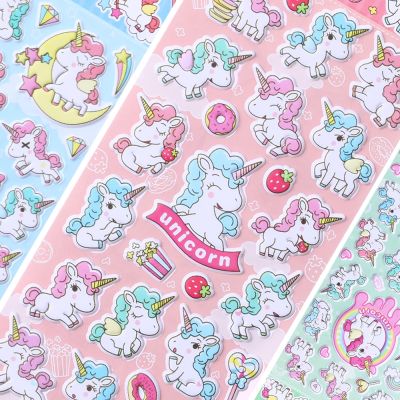 1 sheet Scrapbooking Sticker Pink Cartoon Unicorn Flamingo 3D Craft Decals Label Stationery Album Stickers Kids Toy Gifts