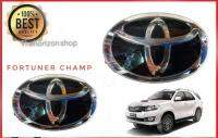 แผ่นป้าย 1 ชุด ป้ายโลโก้Toyota Fortuner champ 2011-2014 หน้าและหลังแบบเคลือบแก้วสีดำ17+13* จบในร้านเดียว**จัดส่งไว