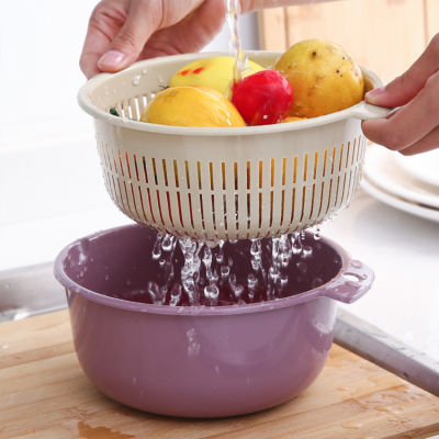 Double-layer vegetable washing basin Plastic drainage basket Leaky basin Vegetable washing basin Household kitchen