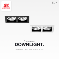 SL LIGHTING โคมไฟดาวน์ไลท์ แบบฝังฝ้า 2 ช่อง SL-6-668 ฐานทรงสี่เหลี่ยม ขั้ว E27