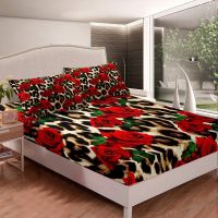 【hot】！ Leopard Print Fitted Sheet Size Set for Kids Room Bed Branches