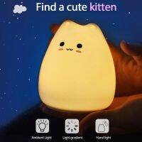 ℡卍❁ LED Night Lamp Touch Sensor Cat Silicone Animal Light Colorful Child Holiday Gift Sleepping Creative Bedroom Desktop Decor Lamp