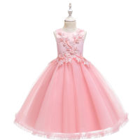 5 Colors European and American Children Long Dress Girl Embroidery Ball Gown Party Princess Four Seasons Vestidos