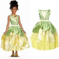 ZZOOI Princess Tianna Costume for Girl Fancy Dresses Cosplay Princess and The Frog Dress Kids Party Halloween Birthday Gown