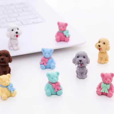 free shipping 10sets Creative Teddy Dog Teddy Bear Rubber Set Novelty Kids Student Stationery Best Gift Erasers