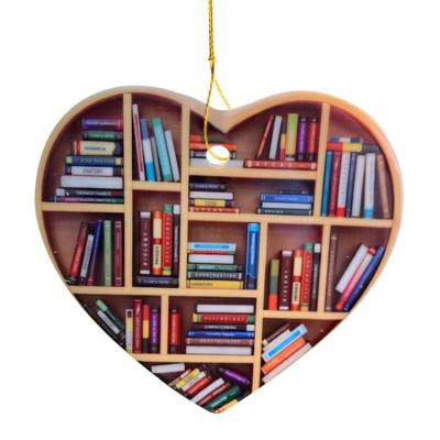 Love of Reading Christmas Ornament Unbreakable Wooden Book Heart Pendant Anti Fade Holiday Hanging Decor for Living Rooms Christmas Trees diplomatic