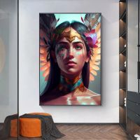 Vendzi Digital Art Athena โปสเตอร์: Art ภาพวาดผ้าใบ,Wall Art Picture Decor สำหรับห้องนั่งเล่น,เหมาะสำหรับตกแต่งบ้านสมัยใหม่