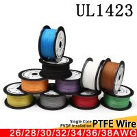 ✁✳ 5/10/50M UL1423 PTFE Silver Plated Copper Wire 38/36/34/30/28/26AWG Micro Fine High Temperature Electronic DIY Single Core Cable