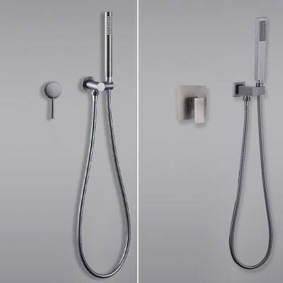 Concealed Hand Shower Set Wall Mounted Round and Square Metal Grey Hot and Cold Solid Brass Valve Single Handle  by Hs2023