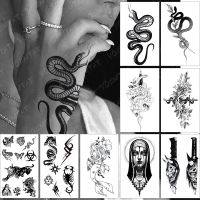 【YF】 Waterproof Temporary Tattoo Sticker Old School Flash Tatoo Dark Snake Scorpion Arm Wrist Fake Tatto For Body Art Women Men