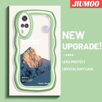 JIUMOO เคสสำหรับ VIVO Y51 2020 Y31 2021 Y51A 2021 Y33 Y53s แฟชั่น Snow Peak ดีไซน์ใหม่ Colour Border นุ่มเคสมือถือกันกระแทกแบบใสโปร่งใสลายกล้องถ่ายรูปที่สร้างสรรค์เคสซิลิกาเจลป้องกัน