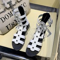 HOT★New Rivet Sandals Hollow Out Cool Boots Open Toe Cross Strap Sandals Womens Summer Flat Roman Shoes Sandalias Mujer 2022