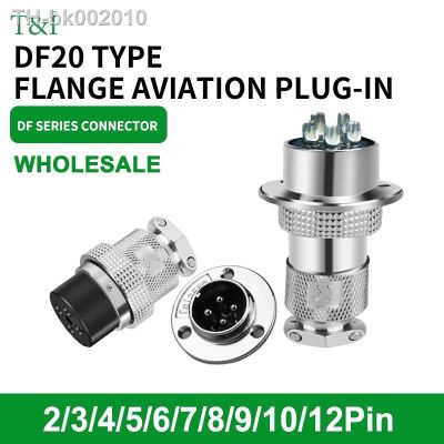 ◙♧☄ 1 sets M20 DF20 GX20 flange mounting 3-hole fixing aviation connector plug socket 2Pin 3/4/5/6/7/8/910/11/12pin connectors